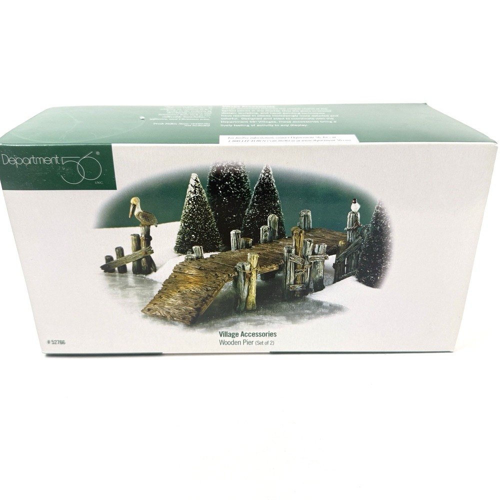 Dept 56 Wooden Pier Village Accessories Wood Dock Boat Ramp Fishing 52766 NEW